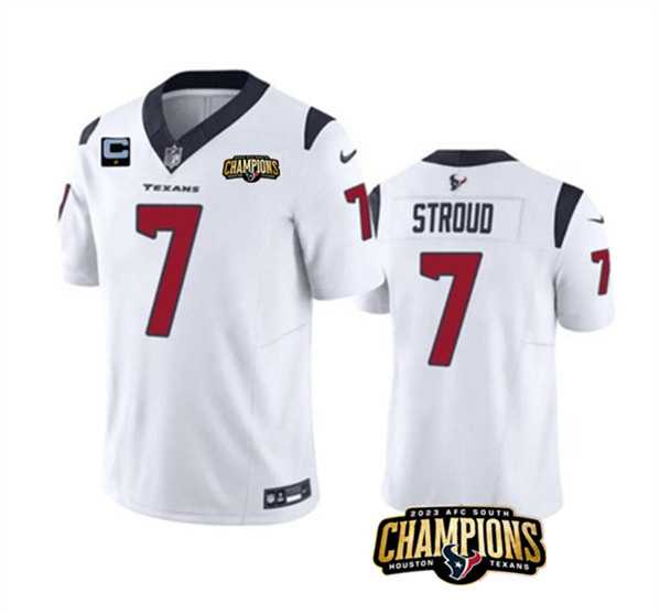 Men & Women & Youth Houston Texans #7 C.J. Stroud White 2023 F.U.S.E. AFC South Champions Patch And 1-Star C Patch Vapor Untouchable Limited Stitched Jersey